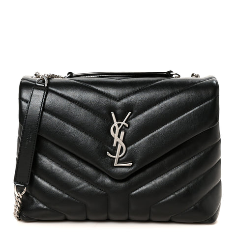 Calfskin Y Quilted Monogram Small Loulou Crossbody Bag Black