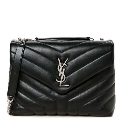 Saint Laurent Calfskin Y Quilted Monogram Small Loulou Crossbody Bag Black 1 of 11