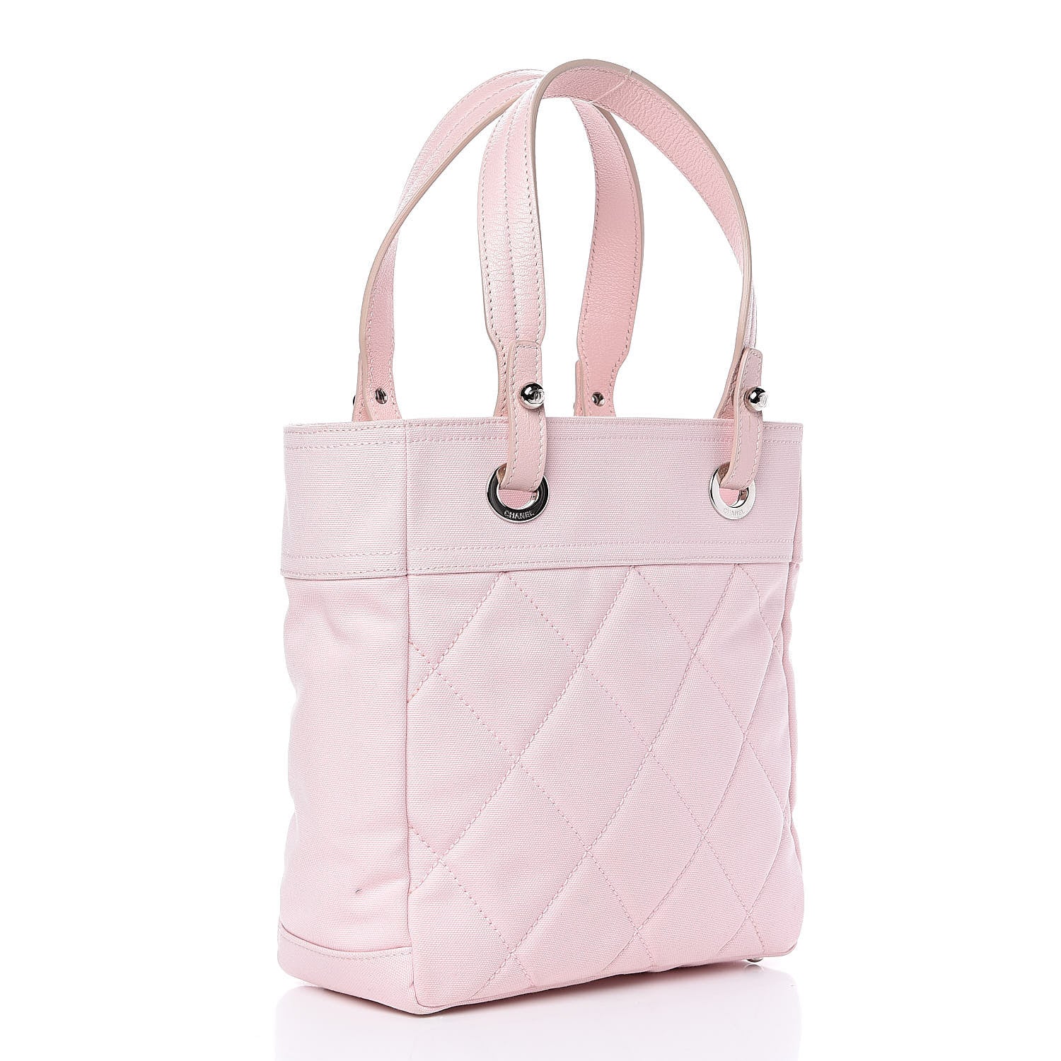 Chanel Coated Canvas Quilted Small Paris Biarritz Tote Light Pink 3 of 9