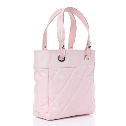 Chanel Coated Canvas Quilted Small Paris Biarritz Tote Light Pink 3 of 9