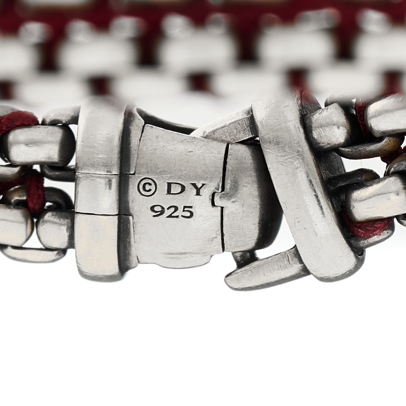 Sterling Silver Woven Box Chain Bracelet Red