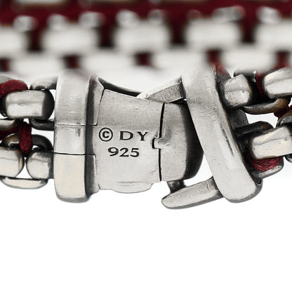 David Yurman Sterling Silver Woven Box Chain Bracelet Red 3 of 3