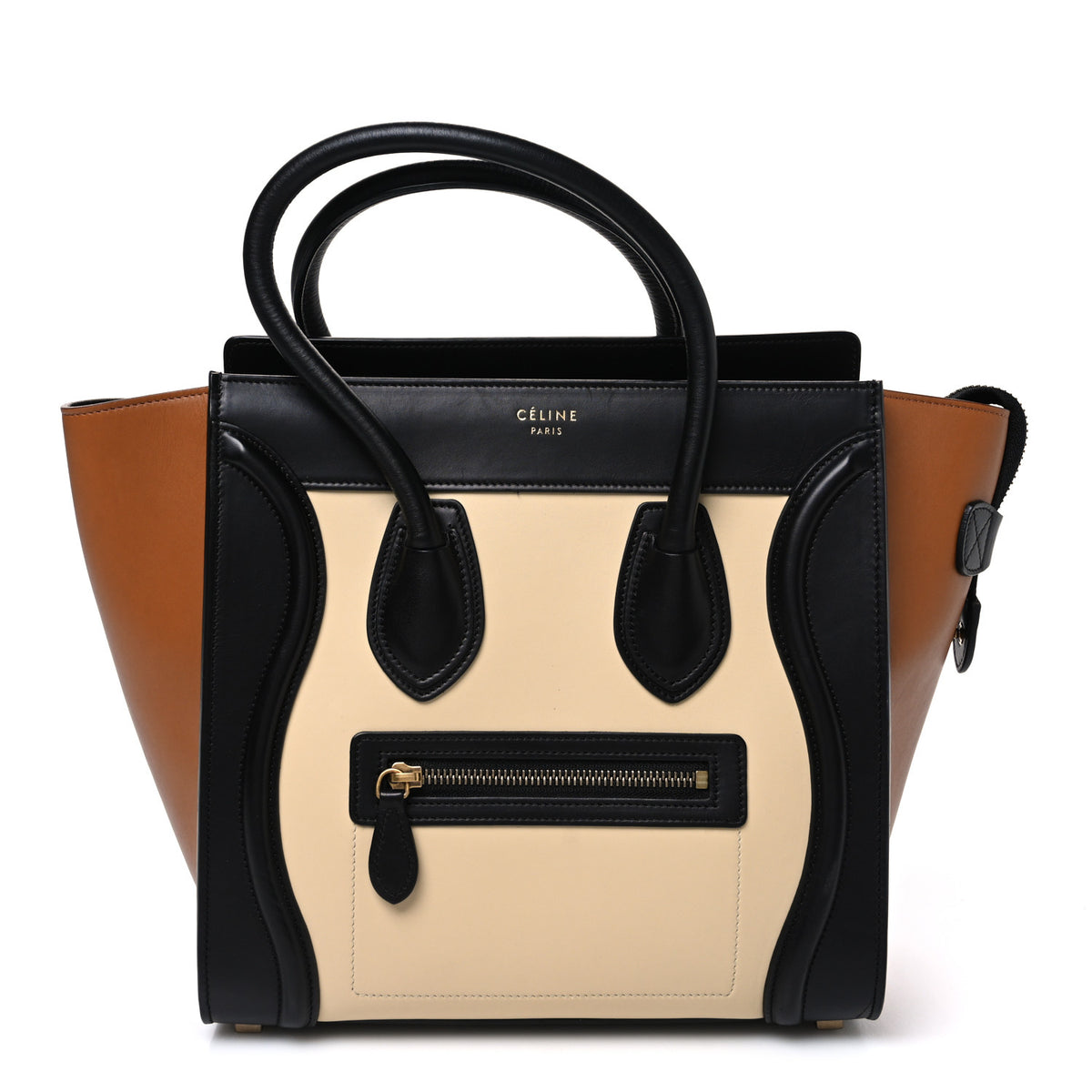 Celine Smooth Calfskin Micro Bi-Color Luggage Black White Brown 1 of 10