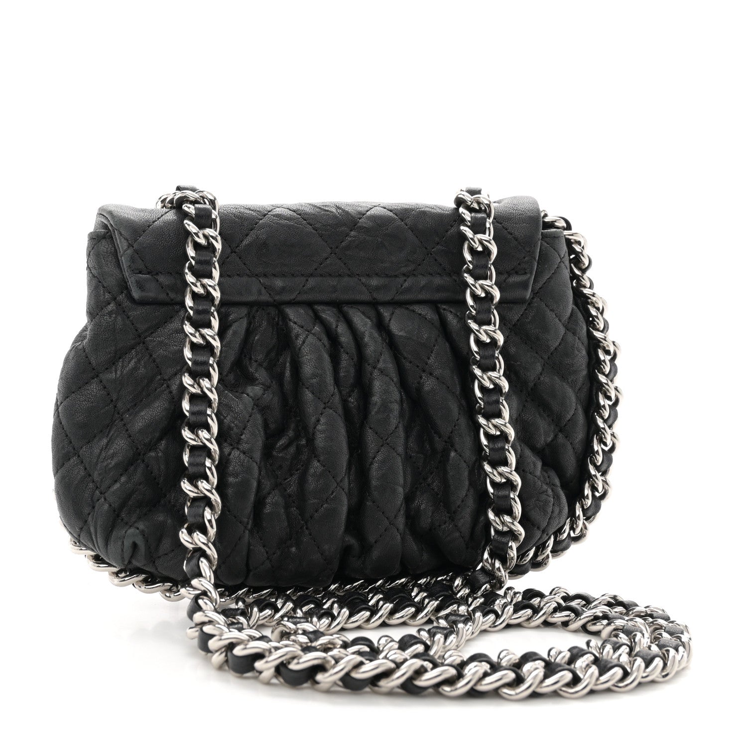Chanel Washed Lambskin Quilted Mini Chain Around Flap Black 3 of 13