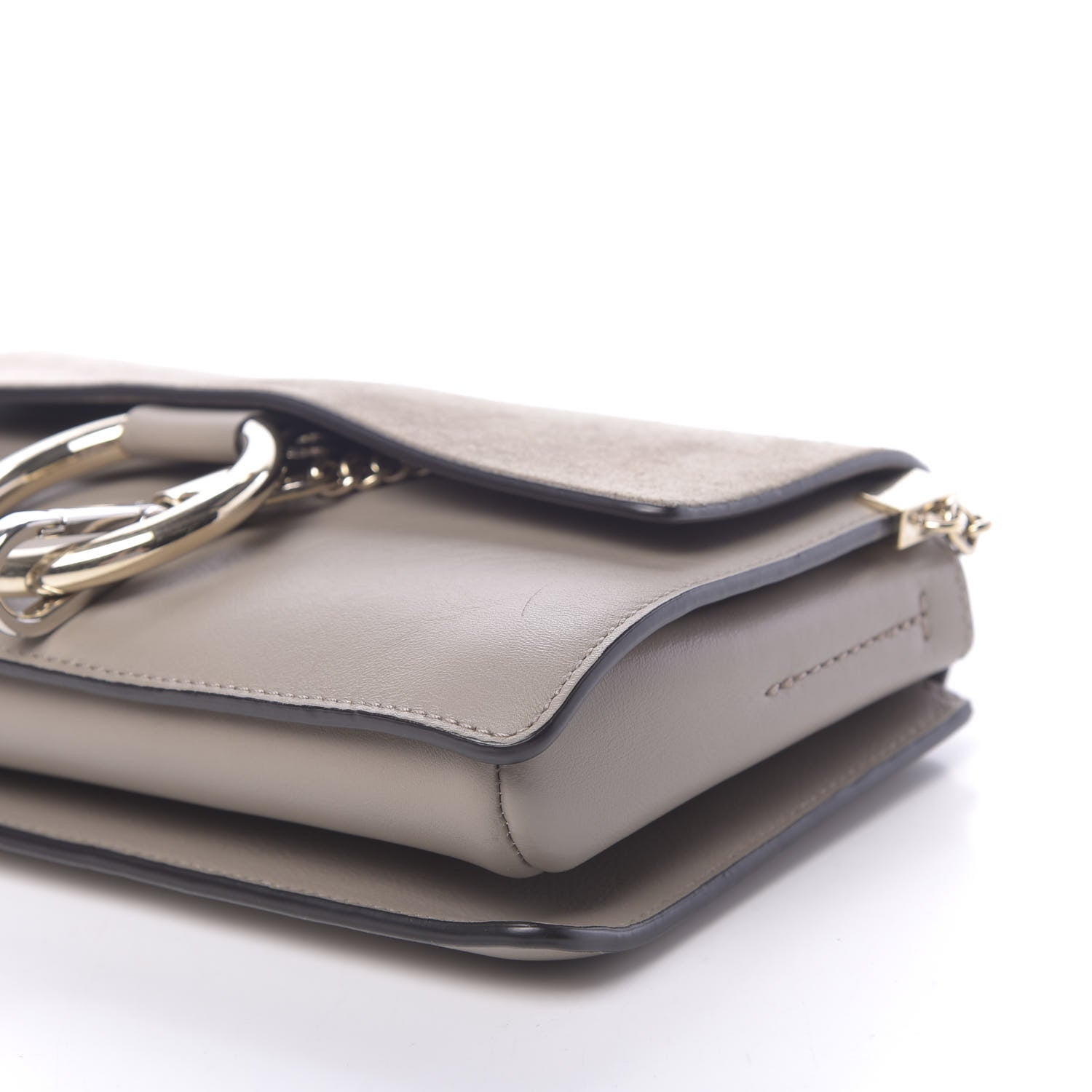 Chloe Suede Calfskin Small Faye Shoulder Bag Motty Grey 8 of 10