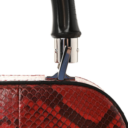 Gucci Snakeskin Bamboo Medium Lady Lock Top Handle Bag Red 8 of 10