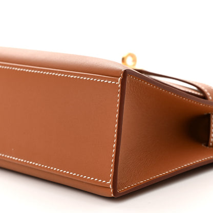 Hermes Swift Kelly Pochette Clutch Gold 10 of 11