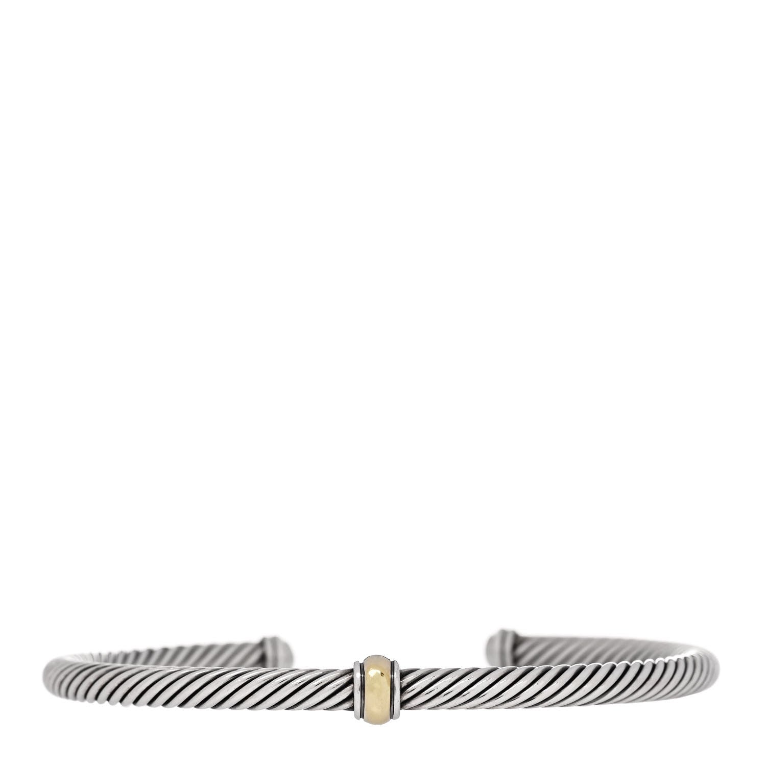 David Yurman Sterling Silver 18K Yellow Gold 4mm Station Cable Bracelet 1 of 3