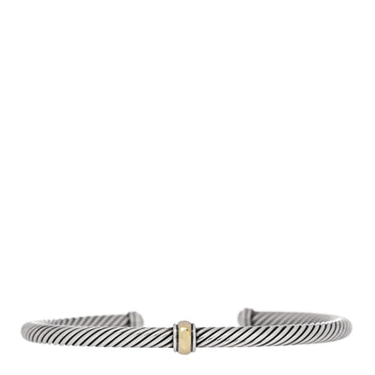 David Yurman Sterling Silver 18K Yellow Gold 4mm Station Cable Bracelet 1 of 3