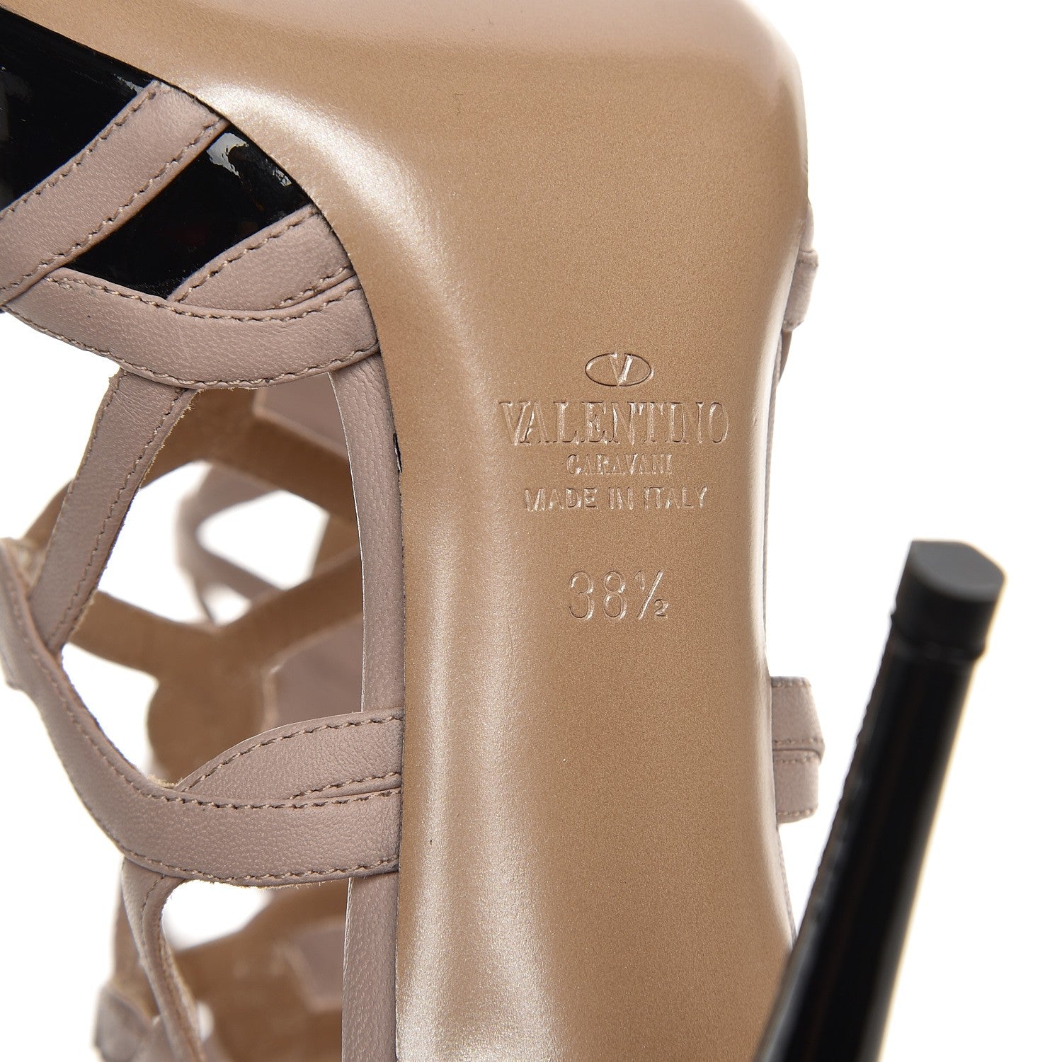 Valentino Garavani Nappa Patent Strappy Pumps 38.5 Black Poudre 7 of 8