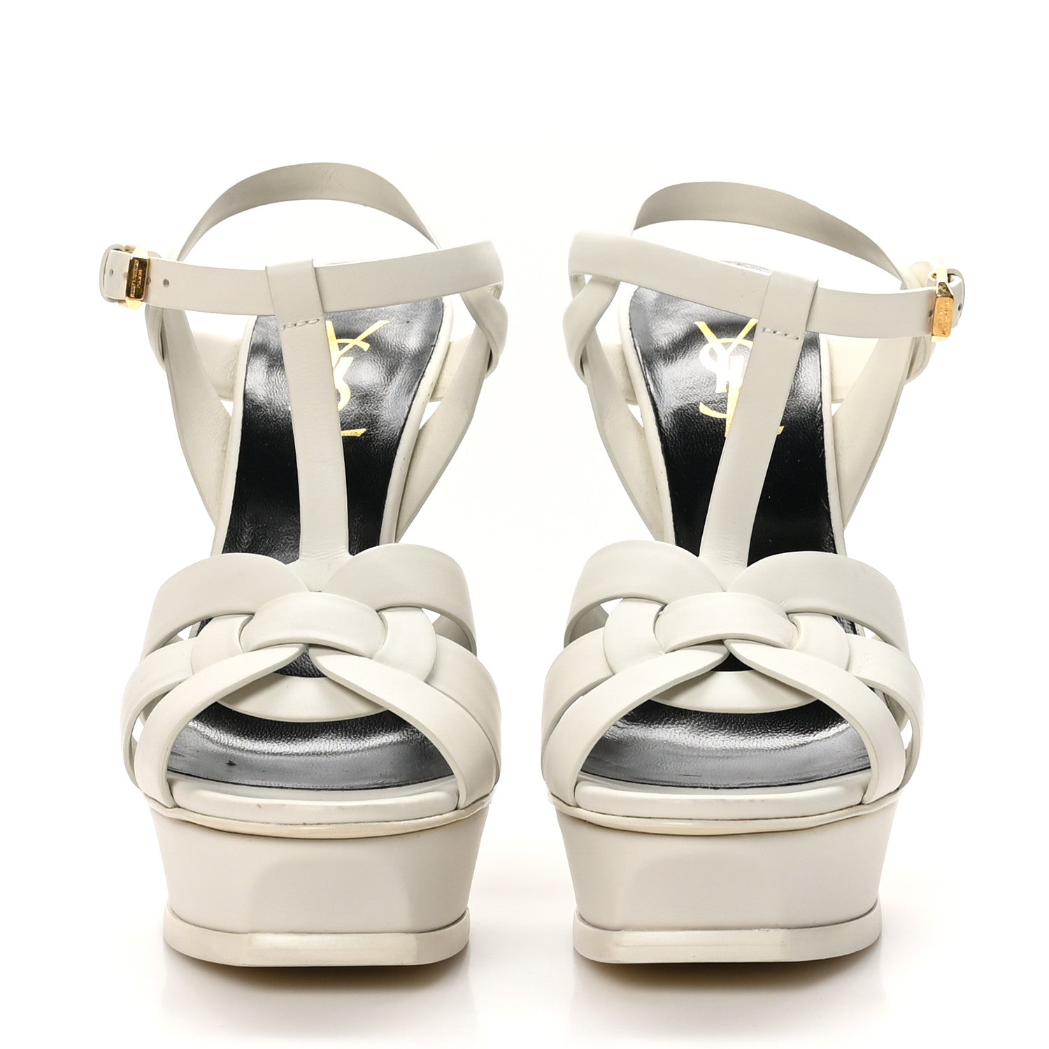 Saint Laurent Calfskin Tribute 105 Platform Sandals 39 Porcellana 3 of 9
