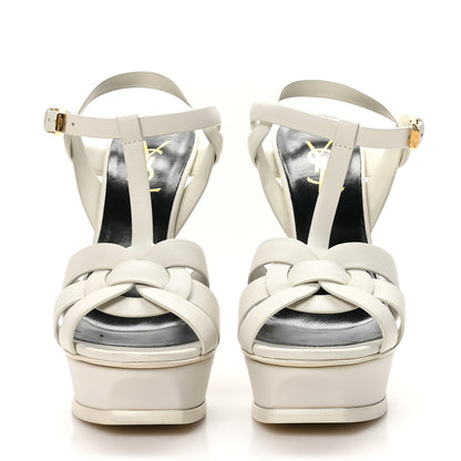 Saint Laurent Calfskin Tribute 105 Platform Sandals 39 Porcellana 3 of 9