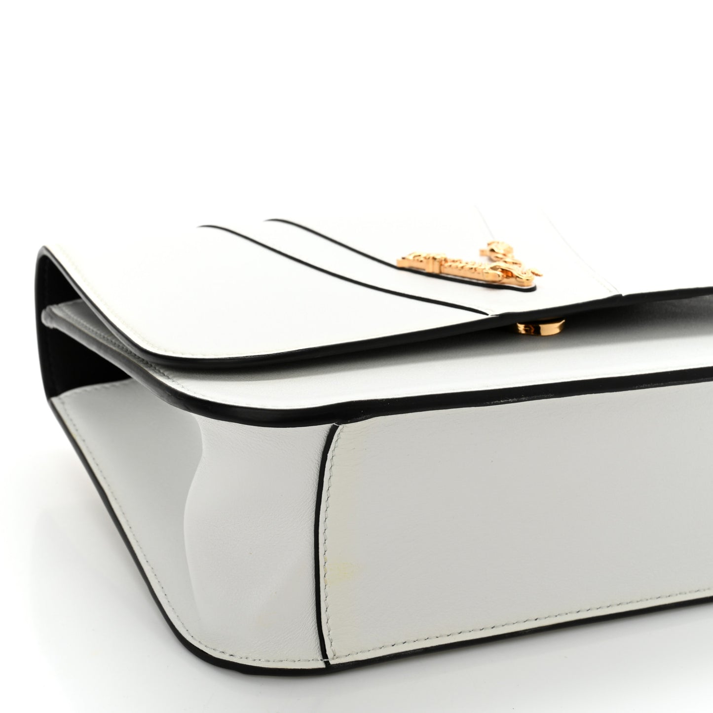 Vitello Barocco Virtus Top Handle Shoulder Bag White