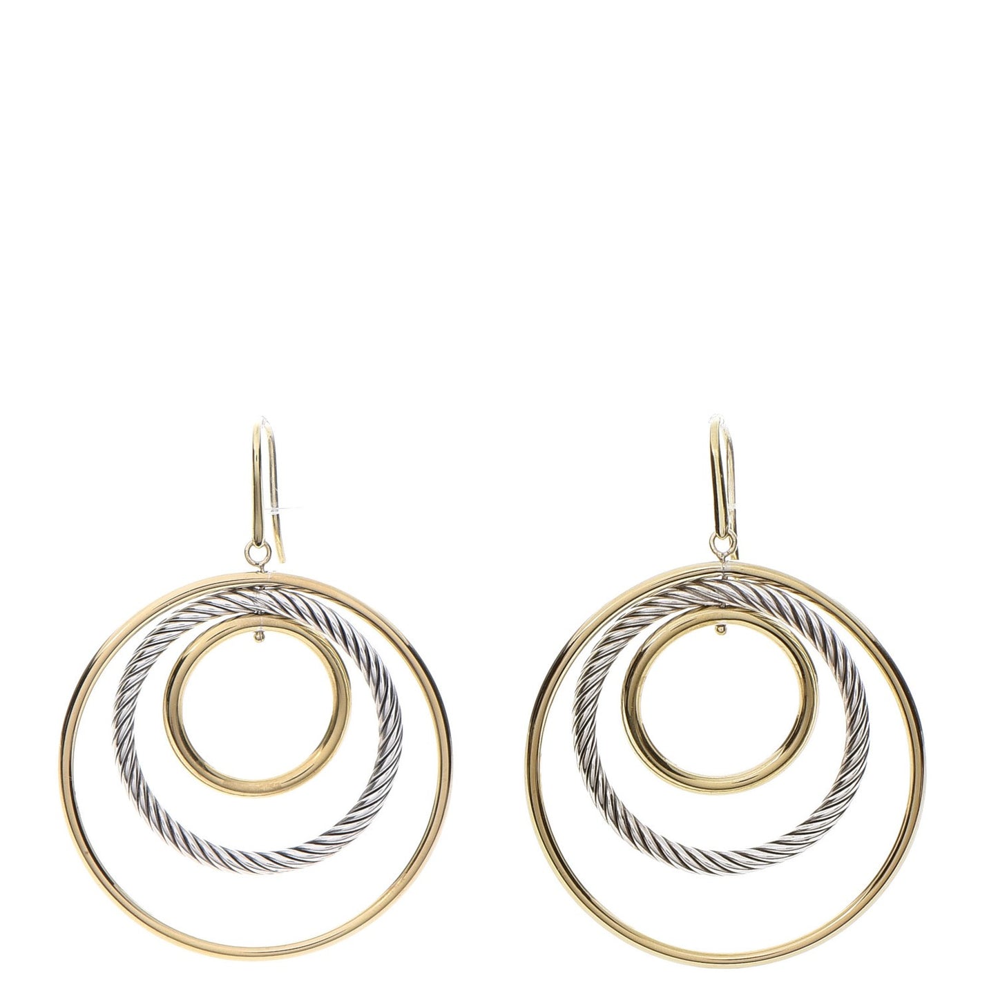 Sterling Silver 18K Yellow Gold Mobile Triple Circle Earrings
