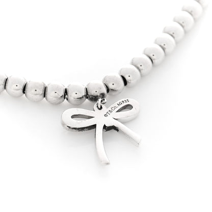 Tiffany Sterling Silver 4mm Bow Bead Bracelet 6 of 7