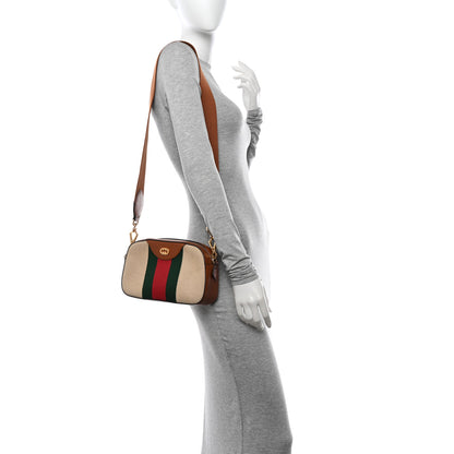 Gucci Vintage Canvas Web Shoulder Bag Sand Cuir 2 of 13