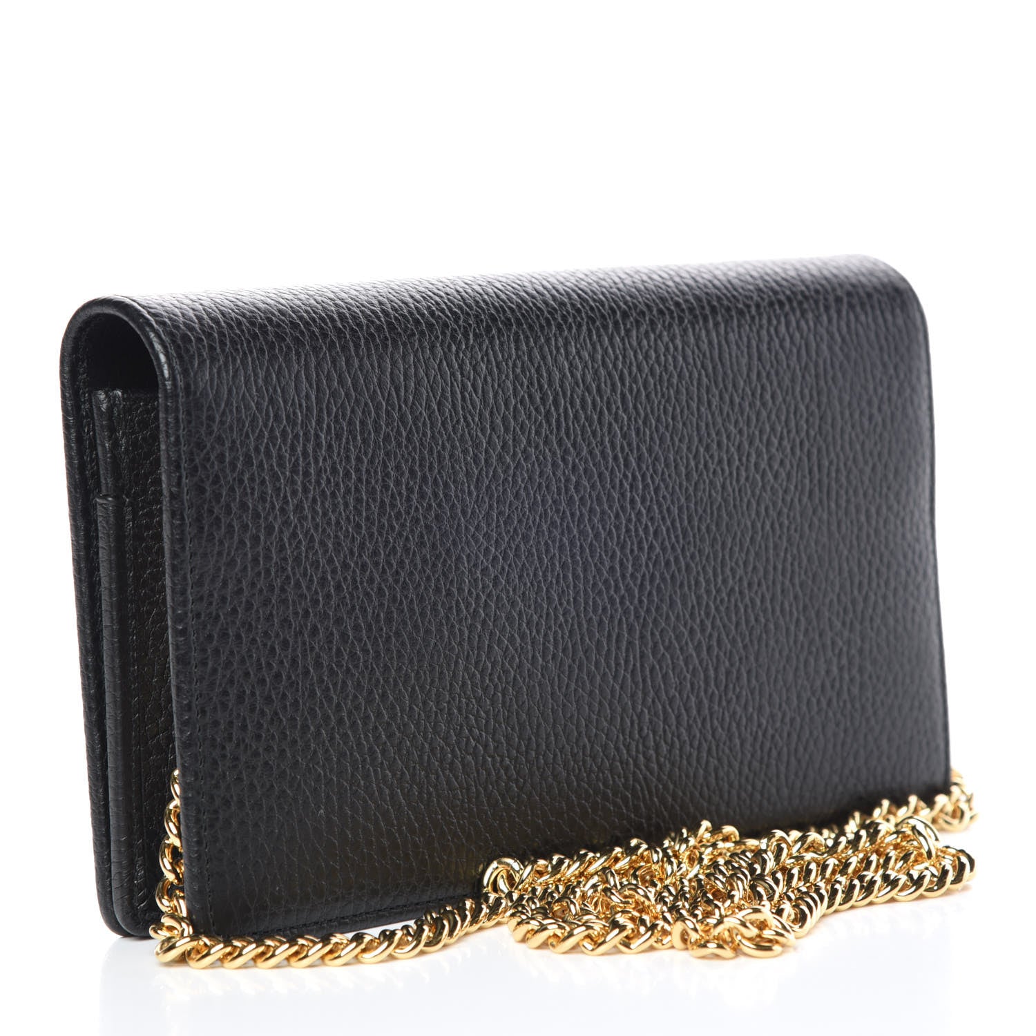 Gucci Calfskin Mini GG Marmont Chain Wallet Black 3 of 9