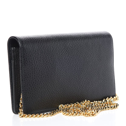 Gucci Calfskin Mini GG Marmont Chain Wallet Black 3 of 9