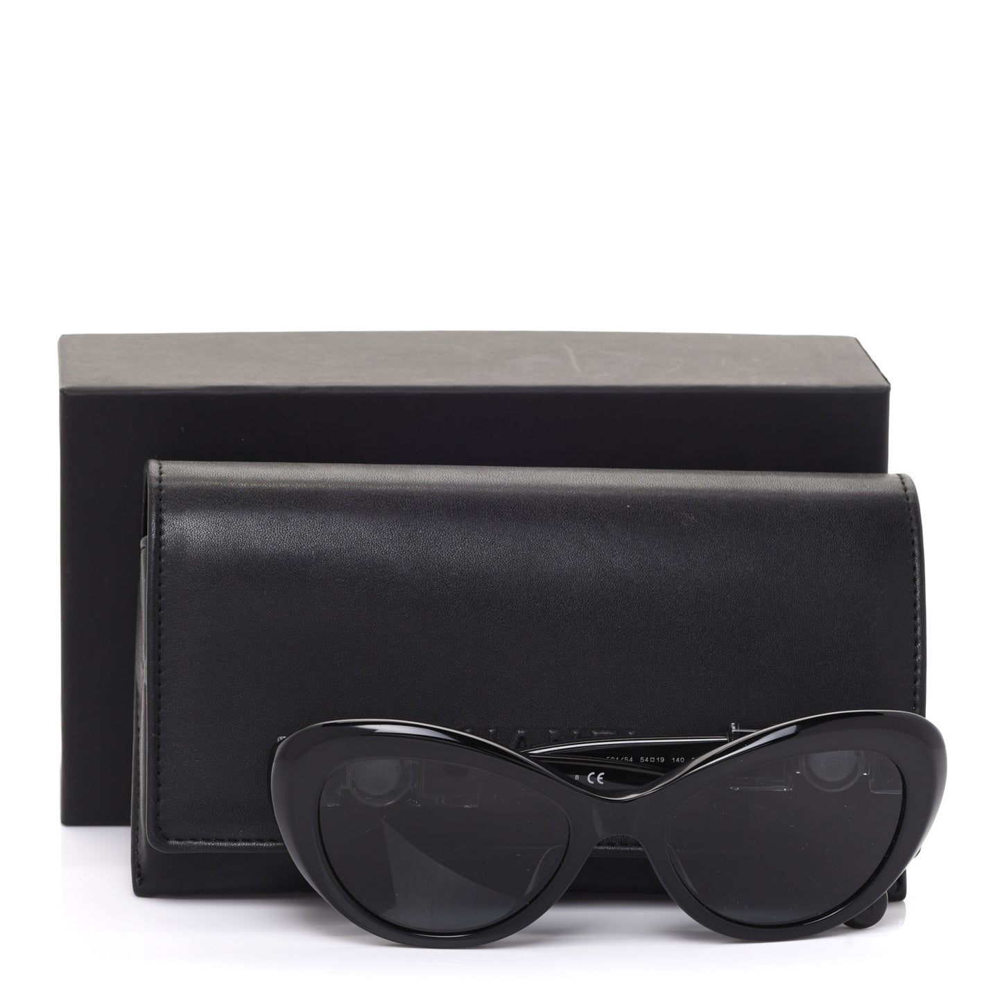 Acetate Glass Pearls Cat Eye Sunglasses 5443-H Black