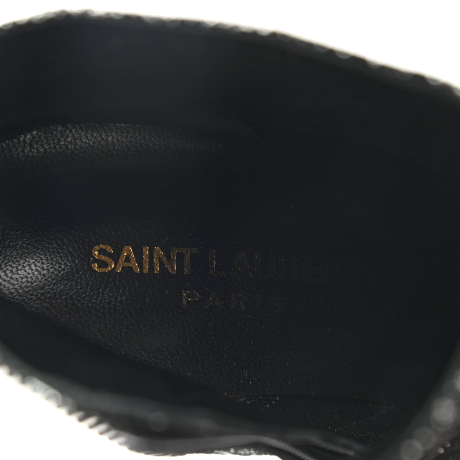 Saint Laurent Metallic Snakeskin Embossed Calfskin Pointed Toe Ankle Boots 36.5 Black Silver 6 of 9
