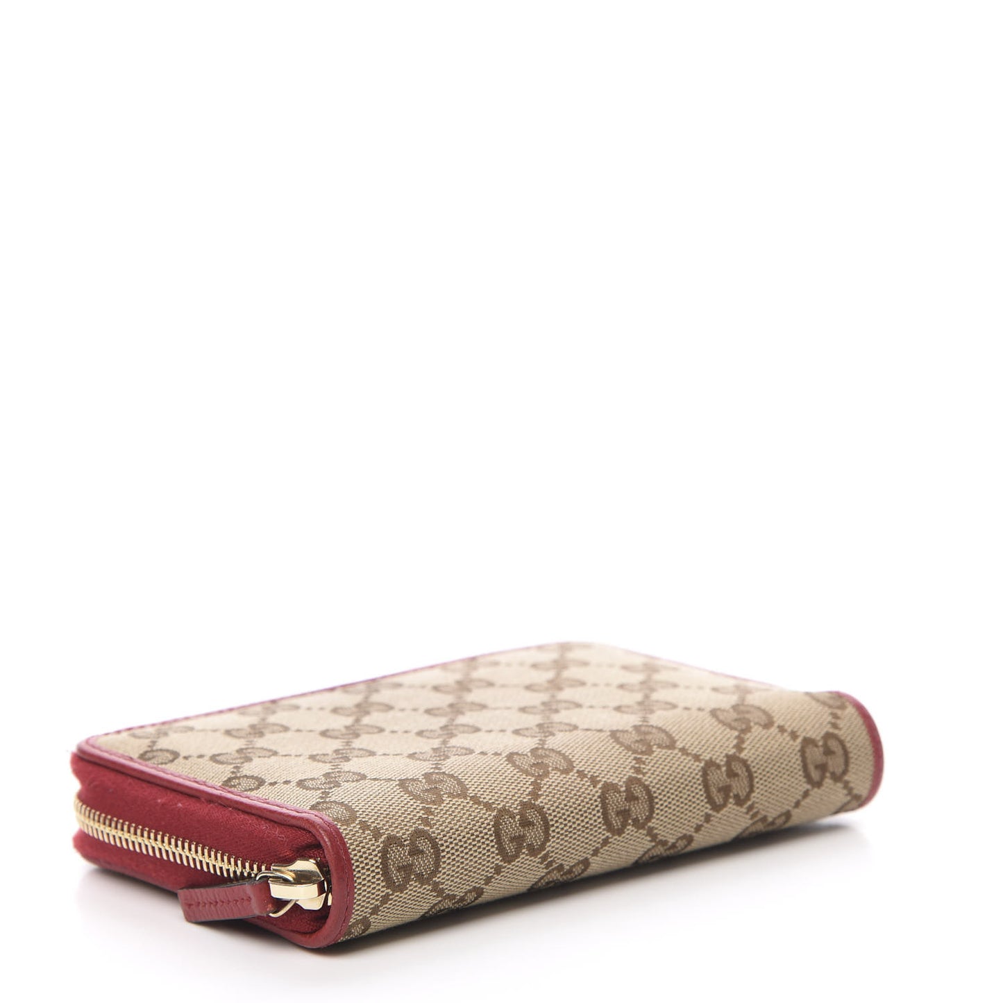 Monogram Dollar Calfskin Zip Around Compact Wallet Beige Ebony Rosso