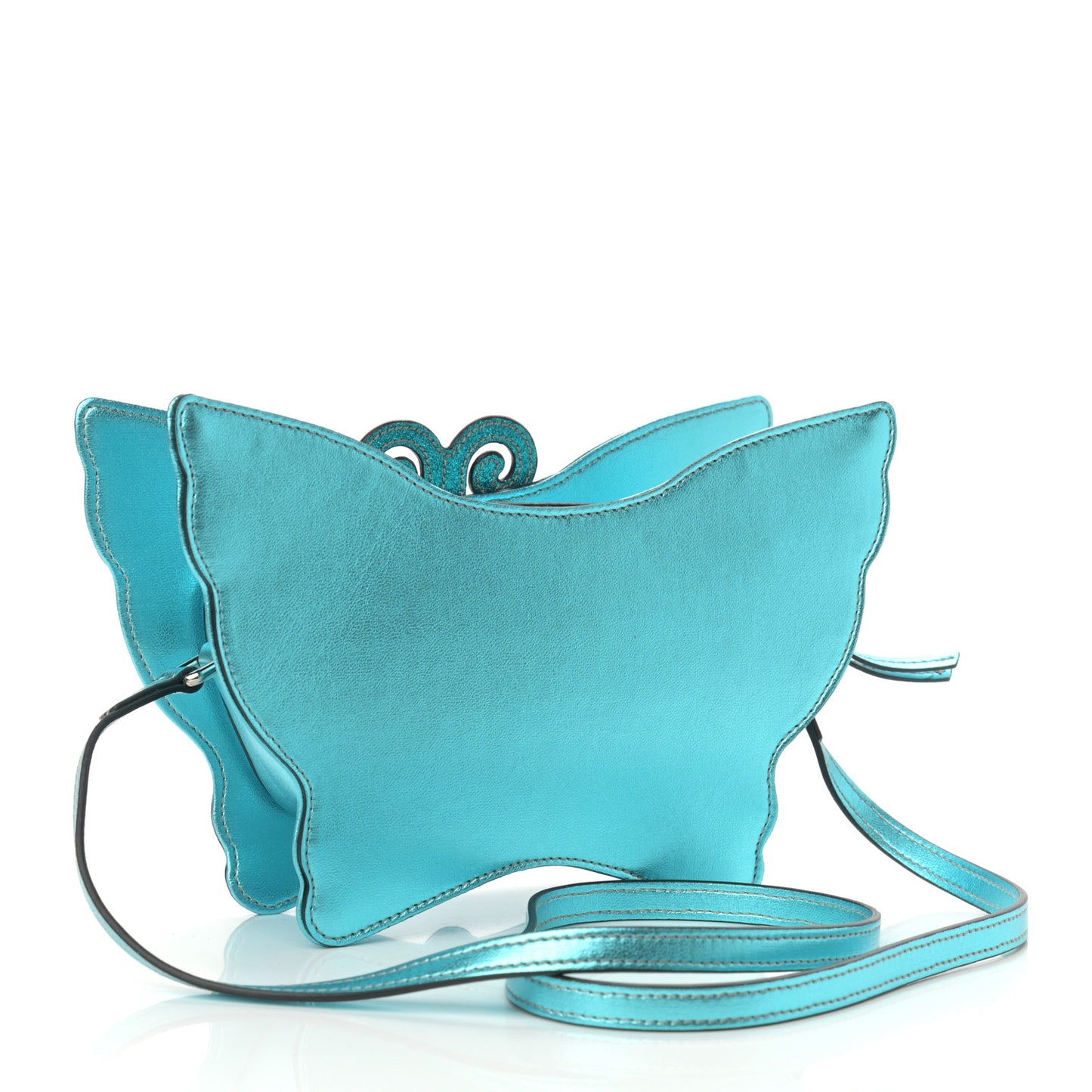 Metallic Calfskin Childrens Butterfly Bag Blue