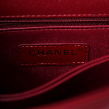 Chanel Caviar Lizard Embossed Quilted Mini Coco Handle Flap Burgundy 6 of 9