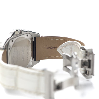 Cartier Stainless Steel Alligator Blue Mother of Pearl 32mm Santos 100 Automatic Watch 7 of 8