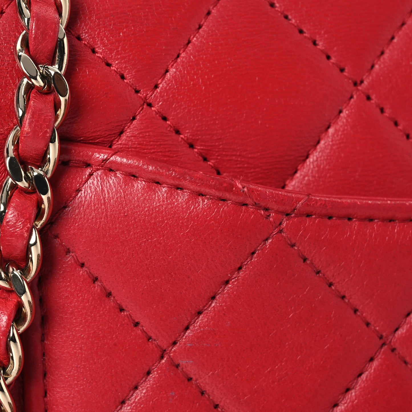 Lambskin Quilted Mini Top Handle Rectangular Flap Red