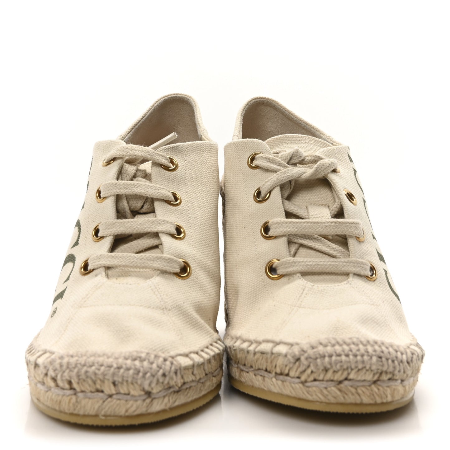 Canvas Logo Espadrille Wedge Sneakers 35 White