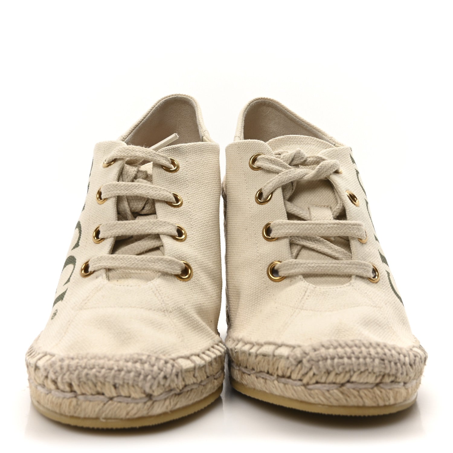 Gucci Canvas Logo Espadrille Wedge Sneakers 35 White 3 of 9
