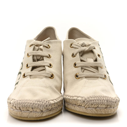 Gucci Canvas Logo Espadrille Wedge Sneakers 35 White 3 of 9