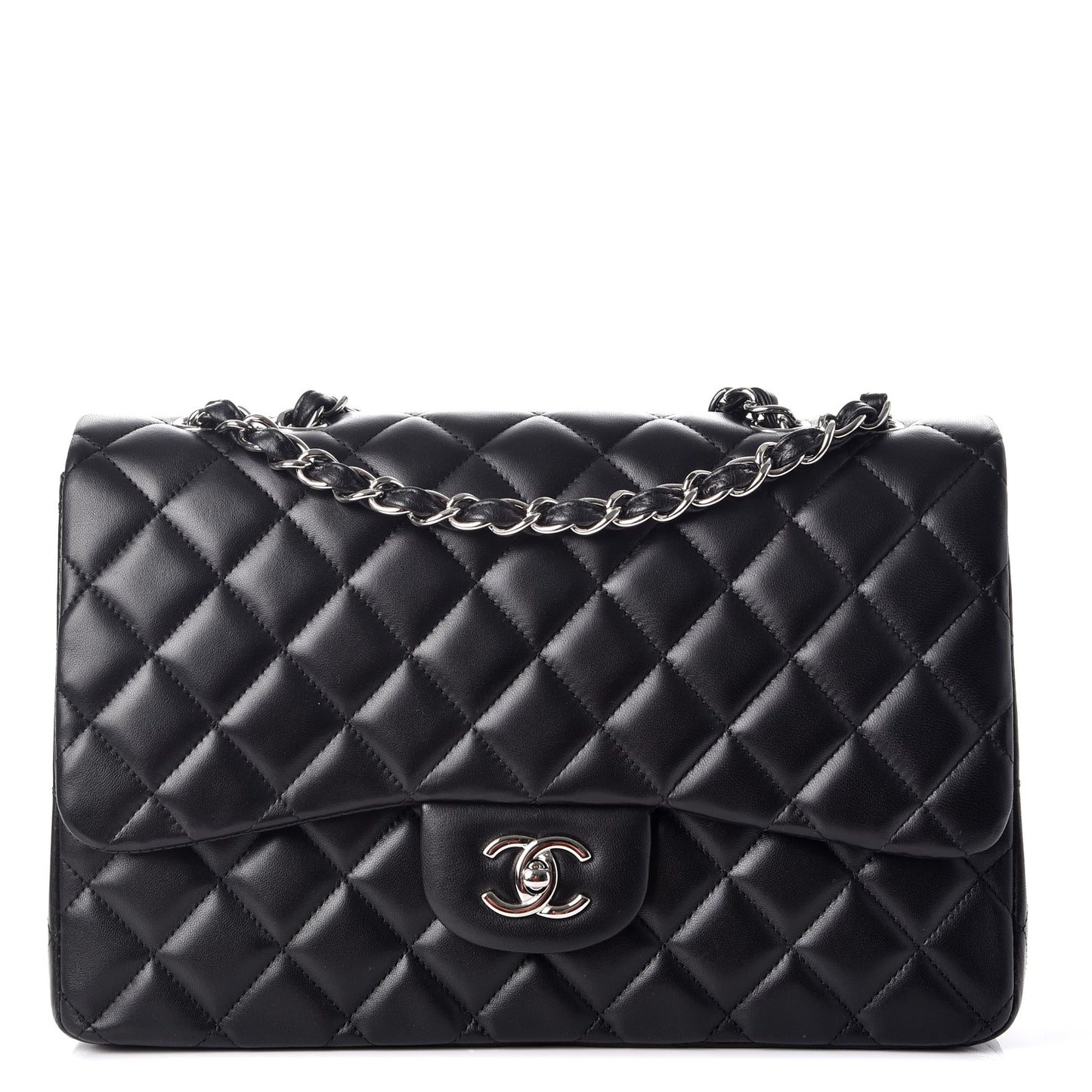 Lambskin Quilted Jumbo Single Flap Black