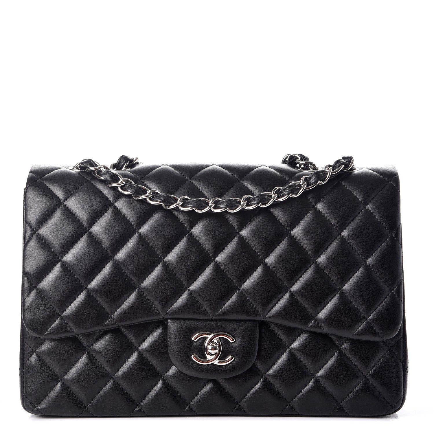 Chanel Lambskin Quilted Jumbo Single Flap Black 1 of 9