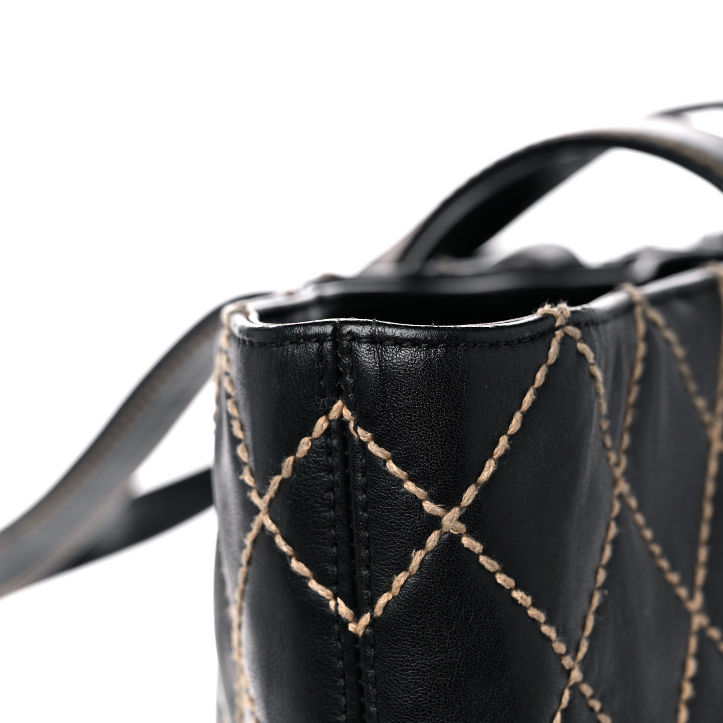 Calfskin Wild Stitch Large Tote Black