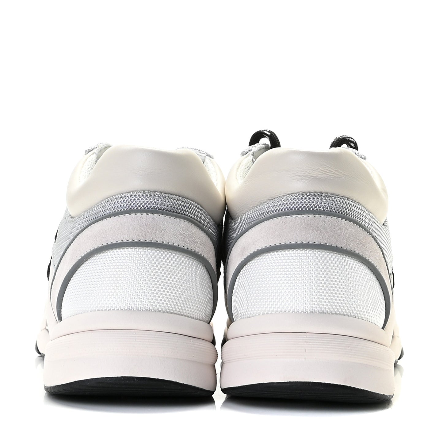 Nylon Calfskin Suede Womens CC Sneakers 40 Grey White