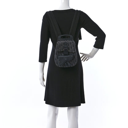 Christian Dior Oblique Jacquard Mini Saddle Backpack Black Blue 2 of 13