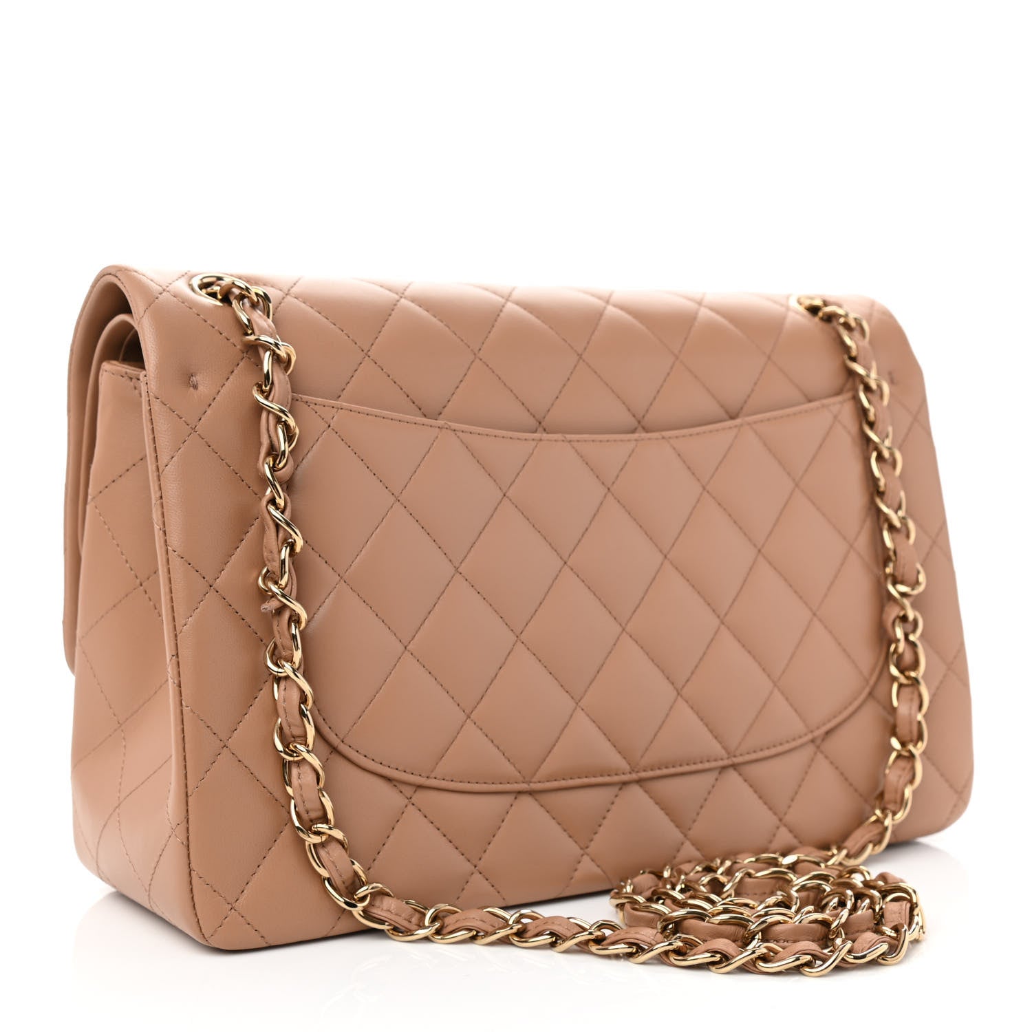Chanel Lambskin Quilted Jumbo Double Flap Dark Beige 3 of 12