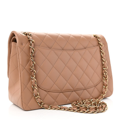 Chanel Lambskin Quilted Jumbo Double Flap Dark Beige 3 of 12