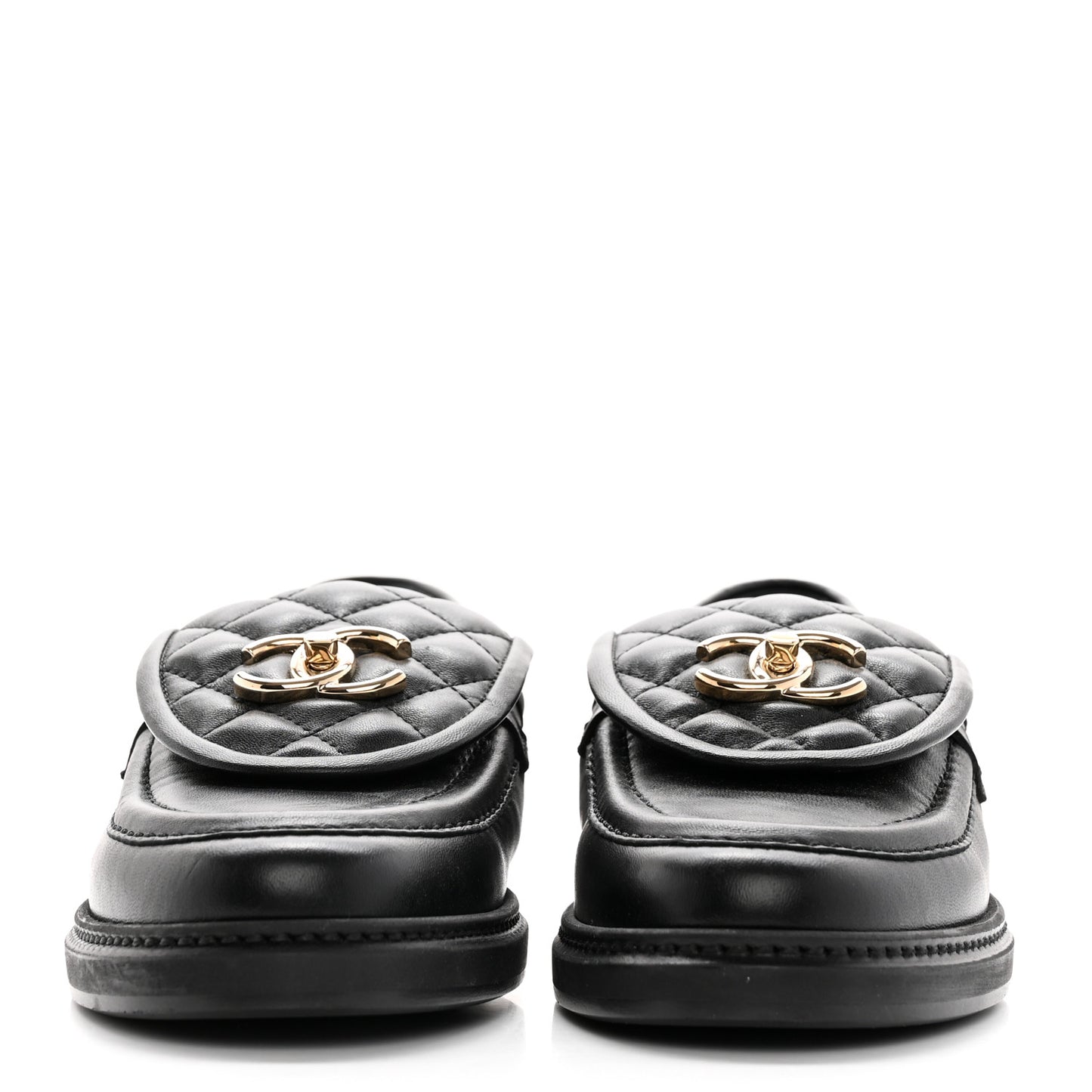 Lambskin Quilted CC Turnlock Loafers 36.5 Black