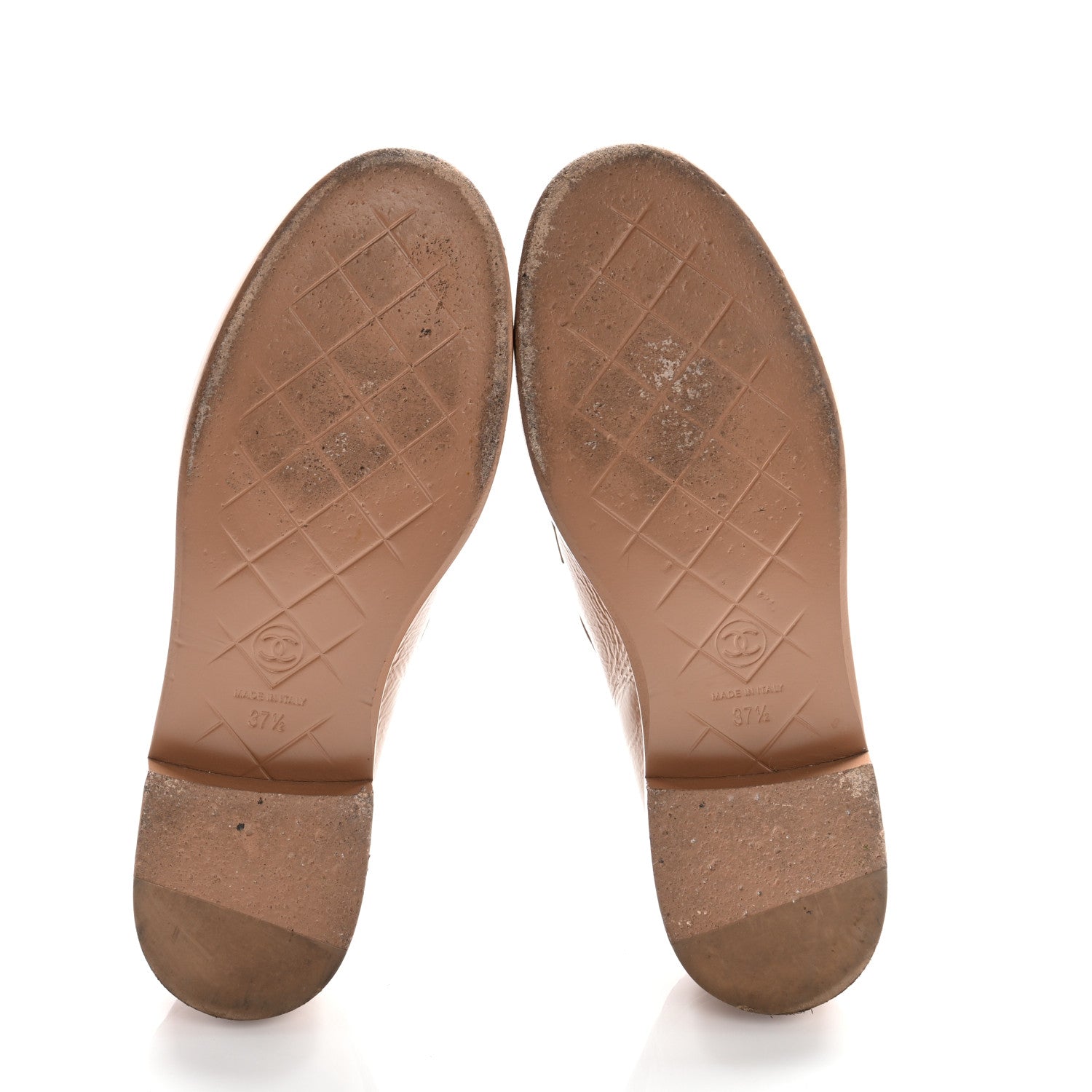 Chanel Crumpled Lambskin Quilted CC Turnlock Moccasins 37.5 Dark Beige 6 of 11