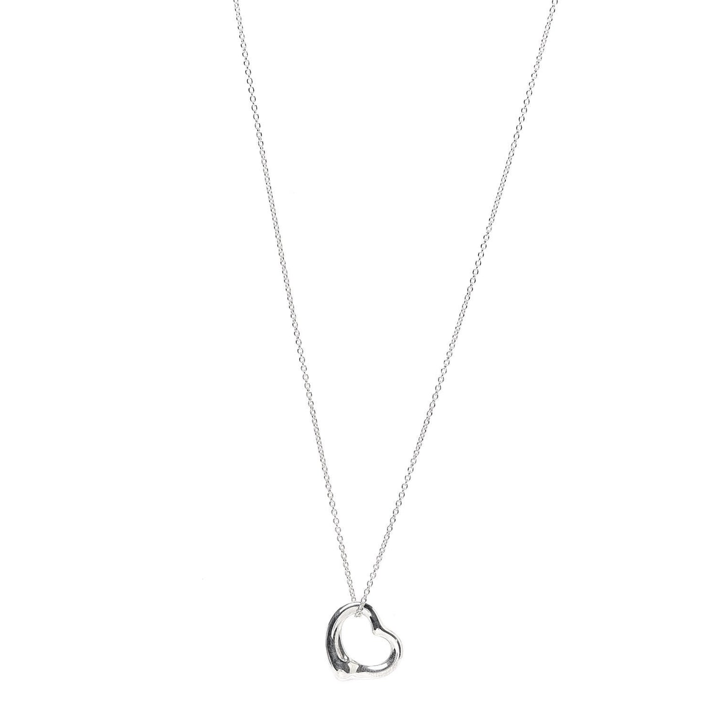 Sterling Silver 16mm Elsa Peretti Open Heart Pendant Necklace