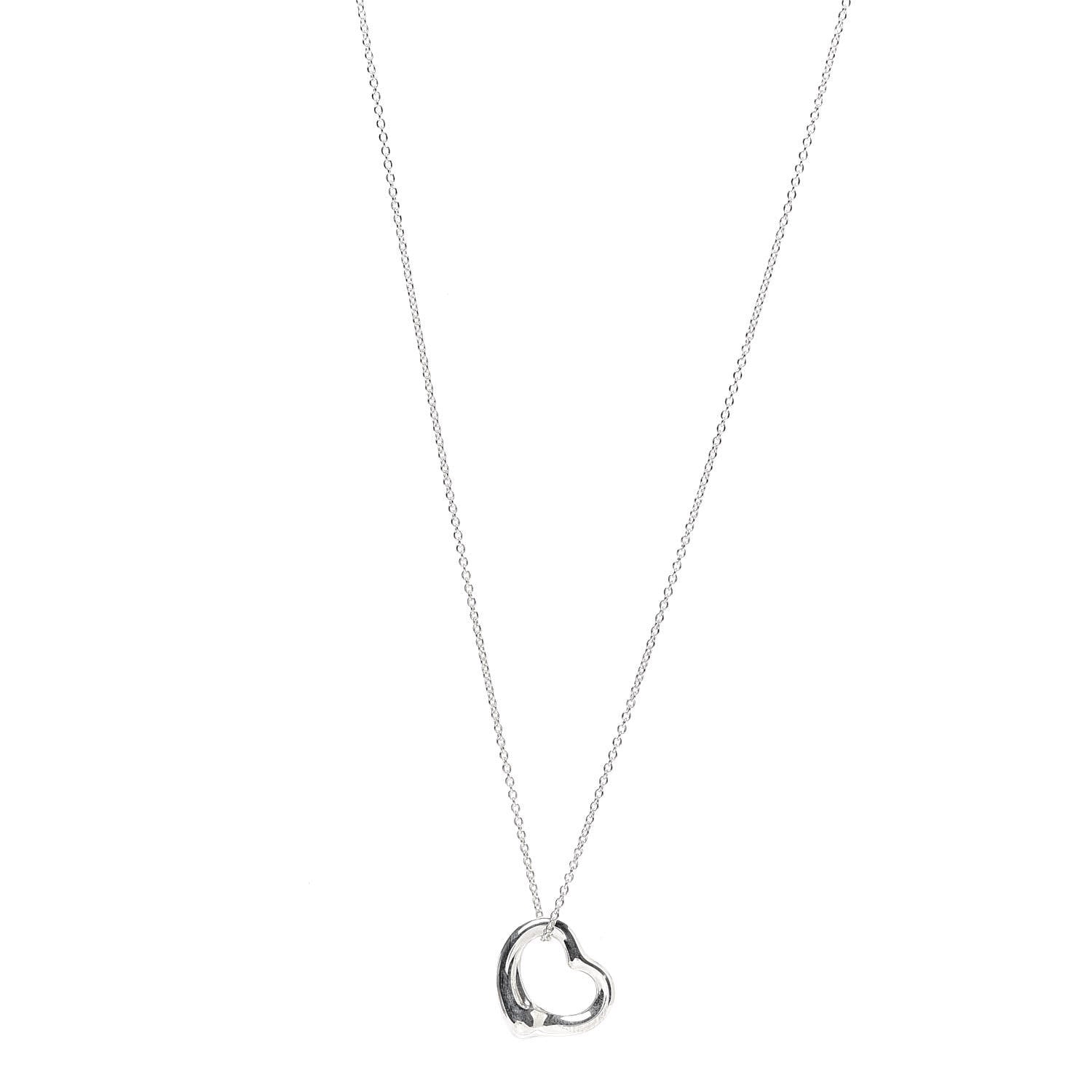 Tiffany Sterling Silver 16mm Elsa Peretti Open Heart Pendant Necklace 1 of 5
