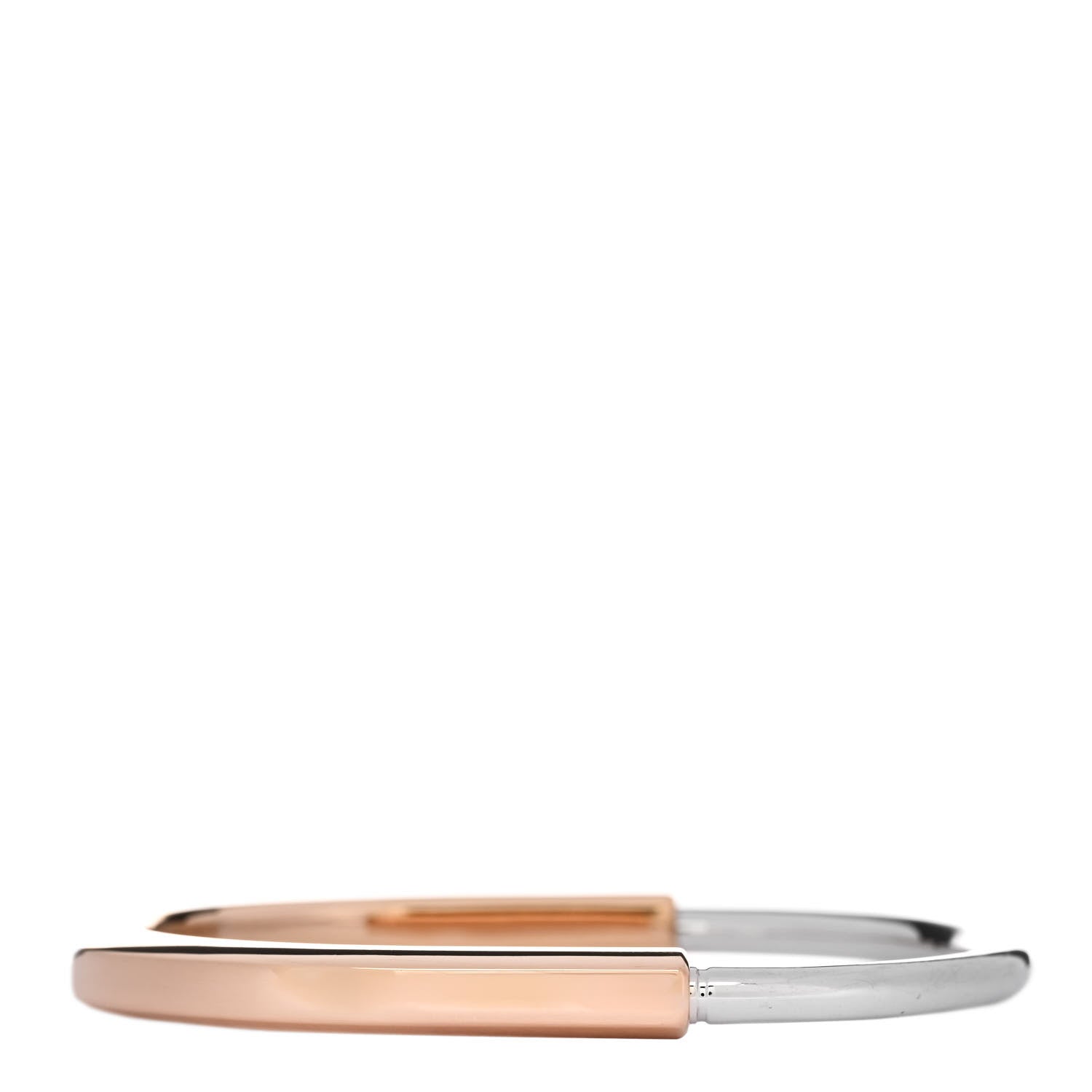 Tiffany 18K Rose White Gold Tiffany Lock Bangle Bracelet 1 of 4
