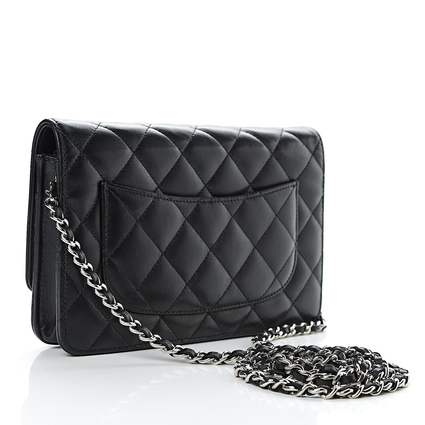 Lambskin Quilted Wallet On Chain WOC Black