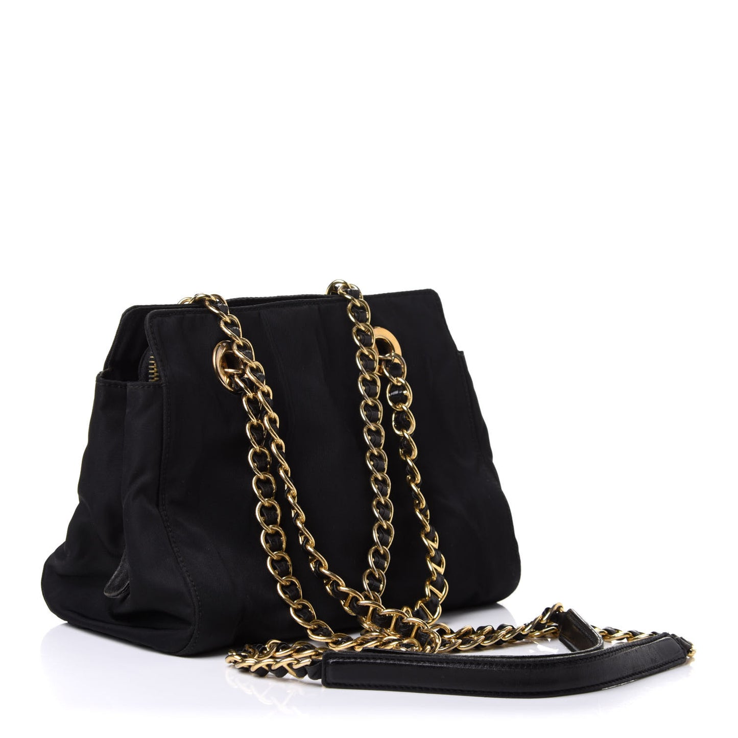 Tessuto Nylon Chain Shoulder Bag Black