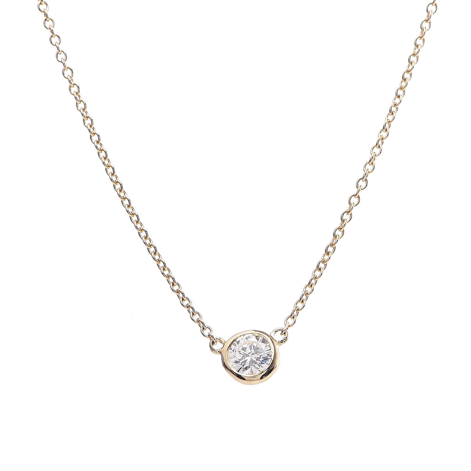 Tiffany 18K Yellow Gold Diamond .23ct Elsa Peretti Diamonds by the Yard Pendant Necklace 4 of 7