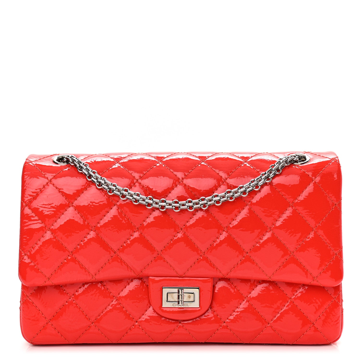 Chanel Distressed Patent Quilted 2.55 Reissue 226 Flap Red 1 of 15