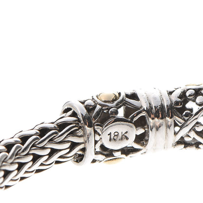 John Hardy Sterling Silver 18K Yellow Gold Jaisalmer Wheat Chain Dot Bracelet M 5 of 8