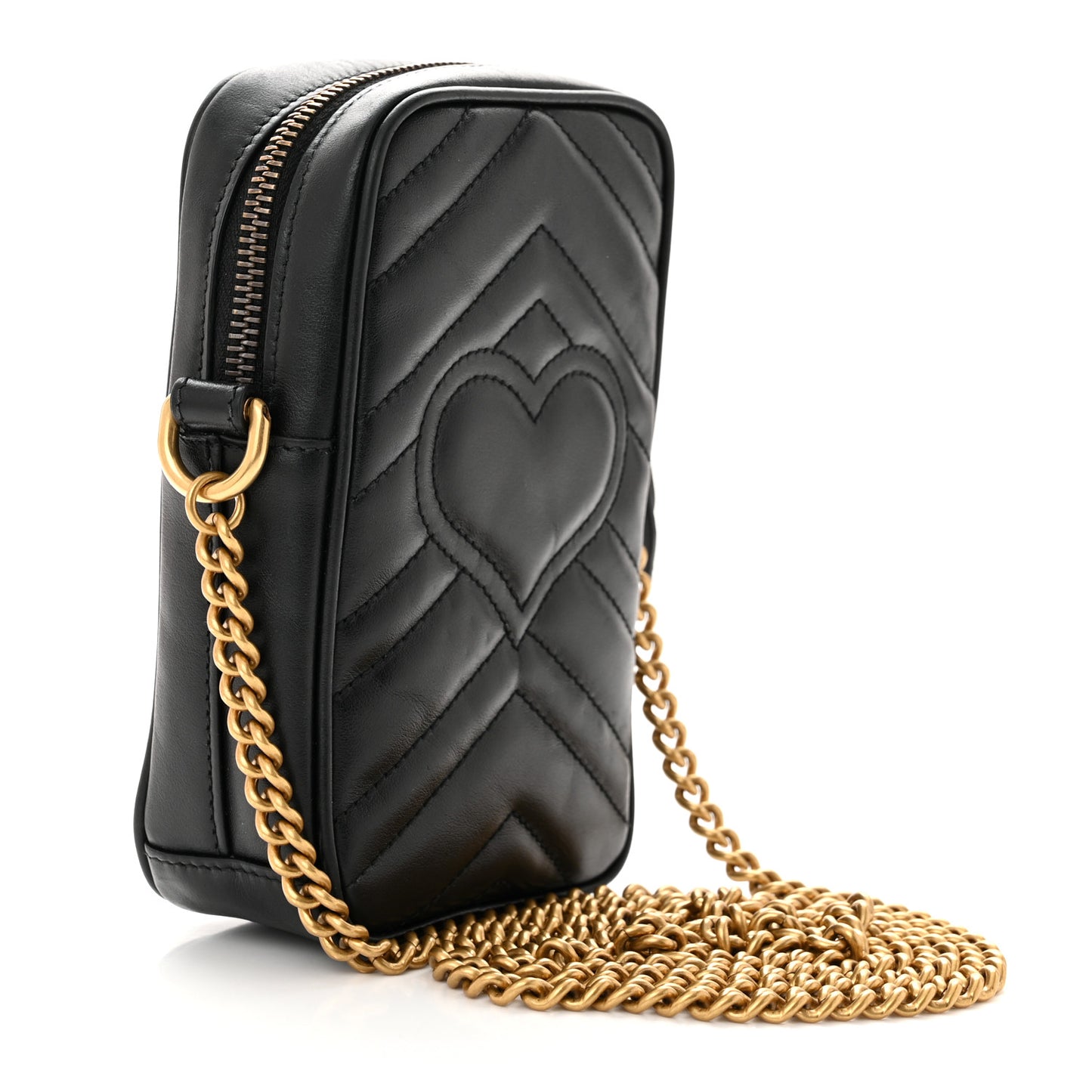 Calfskin Matelasse Mini GG Marmont Crossbody Bag Black